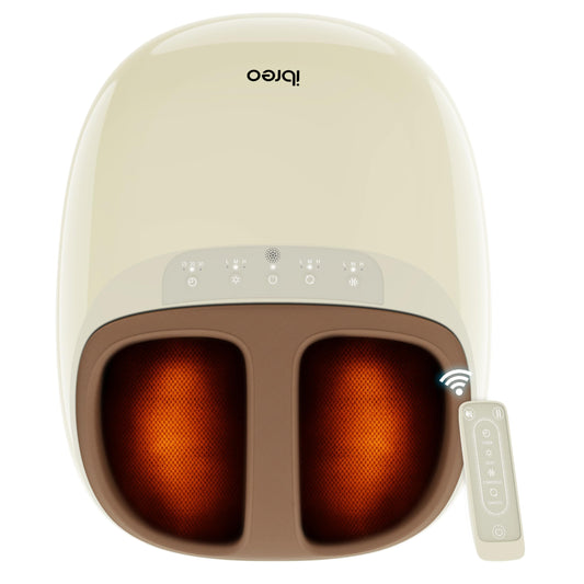 ibreo Shiatsu Foot Massager for Foot Neuropathy, Plantar Fasciitis, Pain Relief, Tired Relaxation, with Heat, Deep Rolling & Kneading Therapy, 360° Air Compression for Men Women Seniors Size Up to 13