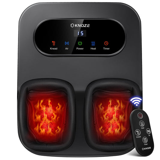 KNQZE Foot Massager with Heat and Remote, Shiatsu Deep Kneading Feet Massager for Plantar Fasciitis & Neuropathy, Foot Warmer, Gifts for Mom Women Men Dad, Fits Up to Men Size 12(Black)