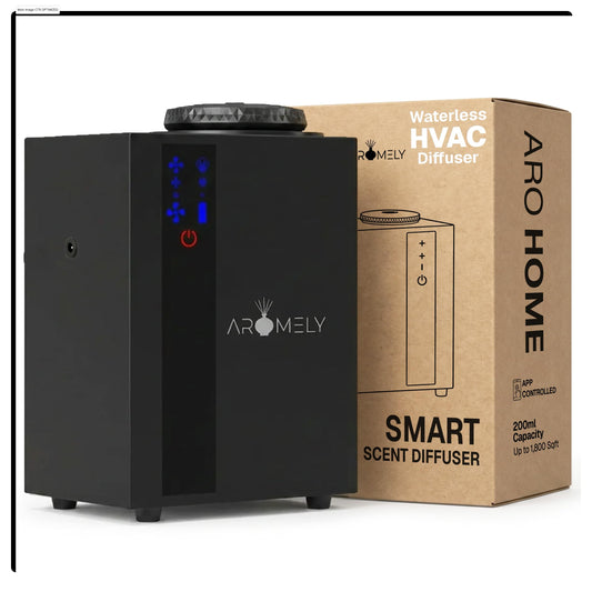 AROMELY ARO Home HVAC Scent Diffuser – Waterless Essential Oil Diffuser for Home, Apartment, Office & Large Room – Smart Bluetooth App Control, Cold Air Diffusion Technology, Up to 1,800 SQFT – Black